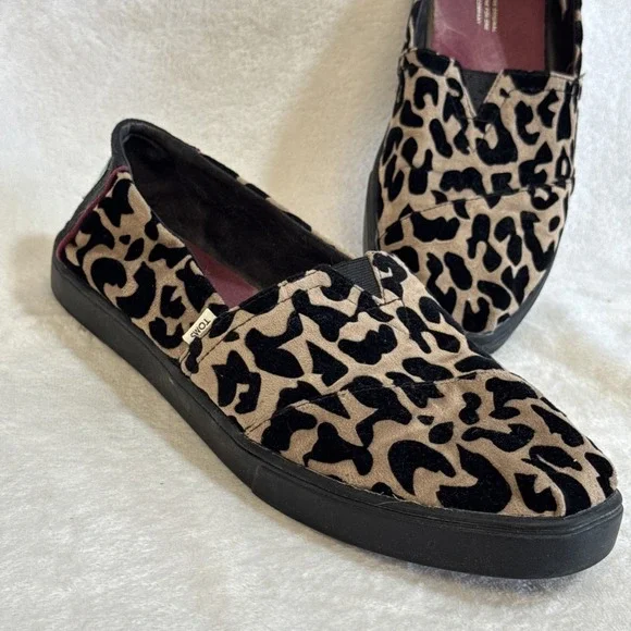 TOMS Leopard Print Velvet Slip On Shoes Women's‎ Size 9.5 W EU 41 - Picture 10 of 12